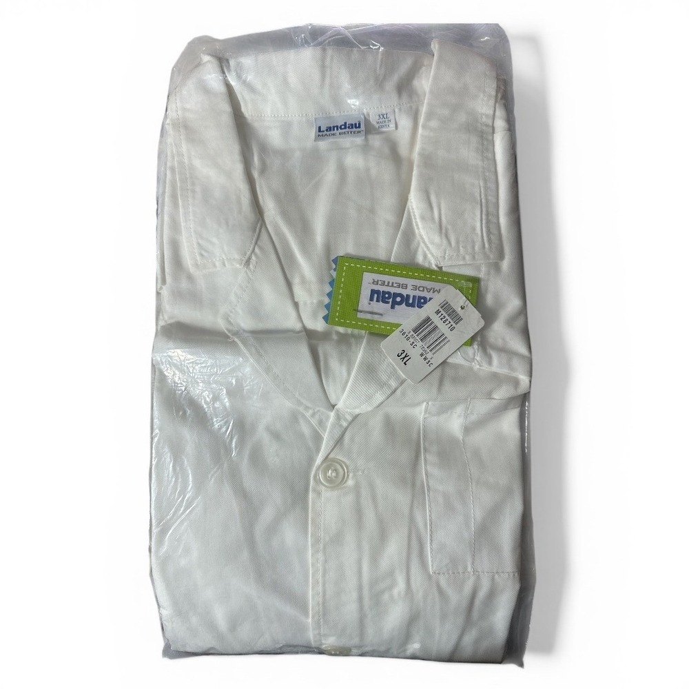 Landau Medical Lab Jacket Coat Unisex 3XL White Button Front 4 Pocket Doctor NEW
